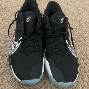 Black and white Nike basketball shoes